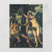 De zondeval; Adam en Eva van Titian Briefkaart (Voorkant)