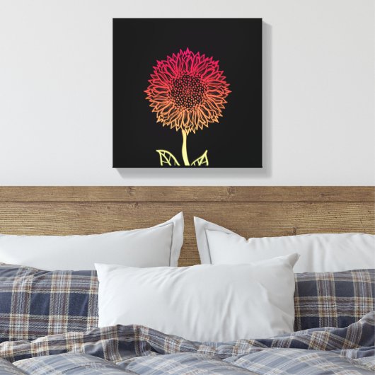 De zonnebloem canvas afdruk (Insitu (Slaapkamer))
