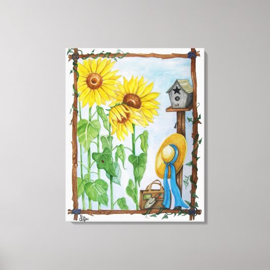 De Zonnebloem Tuin Canvas Afdruk (Voorkant)