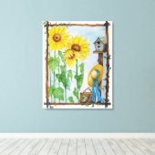 De Zonnebloem Tuin Canvas Afdruk (Insitu (Houten vloer))