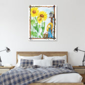 De Zonnebloem Tuin Canvas Afdruk (Insitu (Slaapkamer))