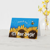 de zonnebloem van de bijensleep - 54 jaar oud kaart (Gele Bloem)