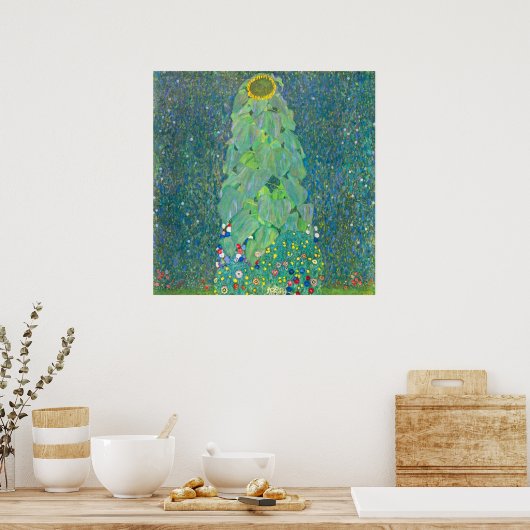 De zonnebloem van Gustav Klimt Poster (Keuken)