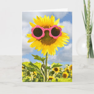 De zonnebloem van het moederdag met zonnebril kaart
