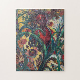 De zonnebloem-vrouw #1 legpuzzel