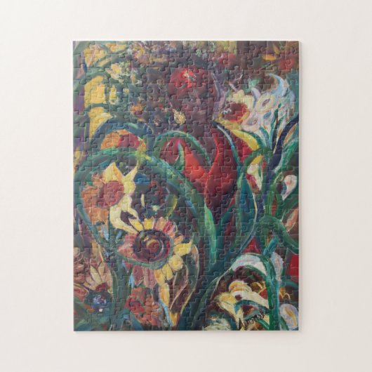 De zonnebloem-vrouw #1 legpuzzel (Verticaal)