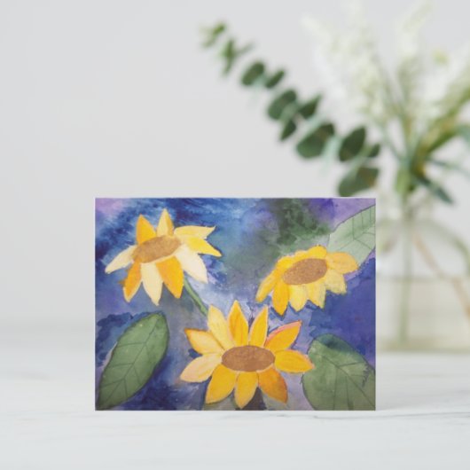De zonnebloemen briefkaart (Staand voorkant)