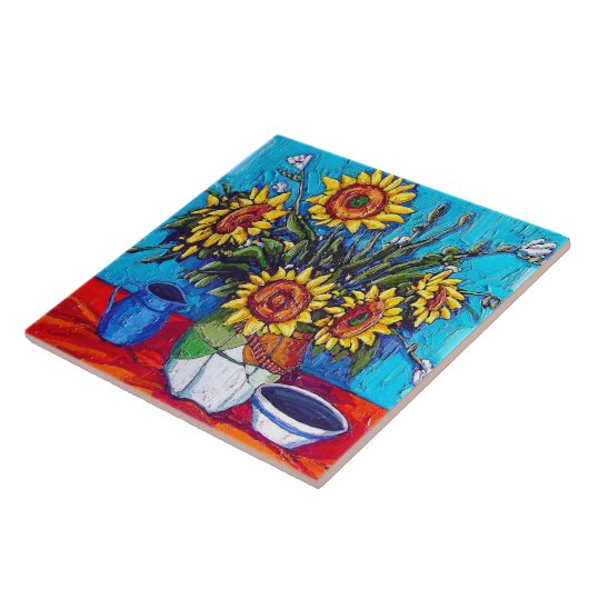De zonnebloemen Tile Tegeltje (Zijkant)