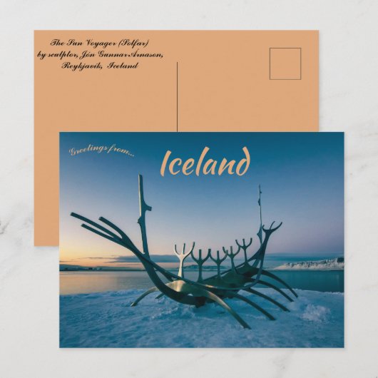 De Zonnewandelaar Solfar Beeldhouwwerk Reykjavik I Briefkaart (Voorkant / Achterkant)