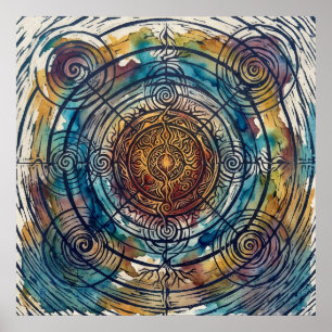 De Zonnewiel Wandkunst van Heilige Uitlijning Poster
