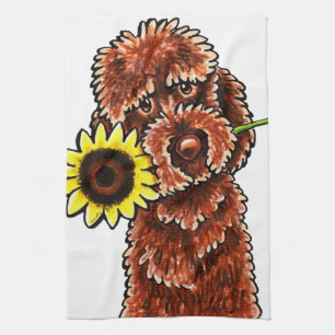 De zonnige van-Leiband Art™ van Labradoodle van  Theedoek