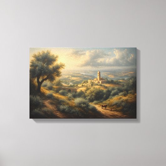 De Zonovergoten Klokkentoren van het Dal Canvas Afdruk (Voorkant)