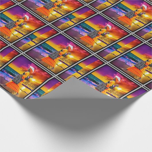 De zonsondergang bewonderen cadeaupapier (Hoek)