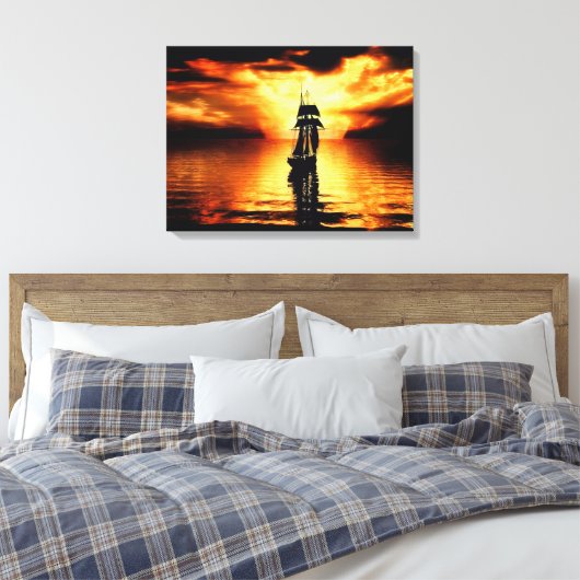 De zonsondergang binnenvaren canvas afdruk (Insitu (Slaapkamer))