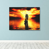 De zonsondergang binnenvaren canvas afdruk (Insitu (Houten vloer))