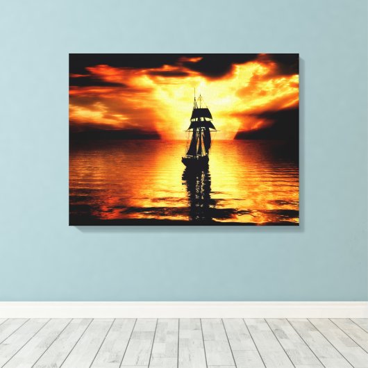 De zonsondergang binnenvaren canvas afdruk (Insitu (Houten vloer))