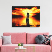 De zonsondergang binnenvaren canvas afdruk (Insitu (Woonkamer))