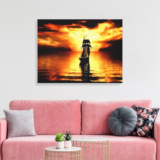 De zonsondergang binnenvaren canvas afdruk (Insitu (Woonkamer))