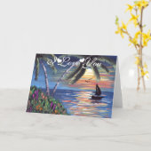 De Zonsondergang die van palmen I schilderen houdt Kaart (Gele Bloem)