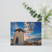 De Zonsondergang van de Windmolen van Mykonos, Briefkaart (Staand voorkant)