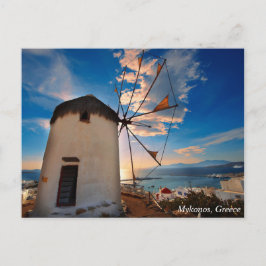 De Zonsondergang van de Windmolen van Mykonos, Briefkaart