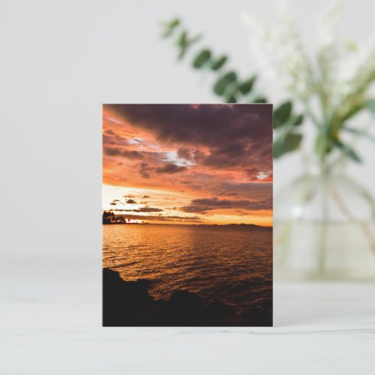 De Zonsondergang van het Eiland van Denaru, Fiji Briefkaart (Staand voorkant)