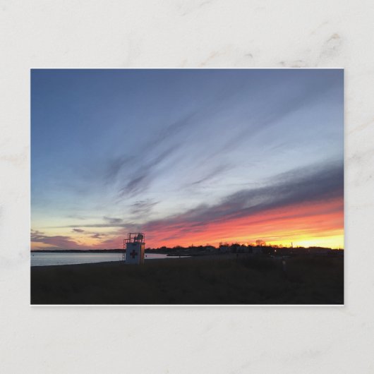 De Zonsondergang van het Strand van de golf Briefkaart (Voorkant)