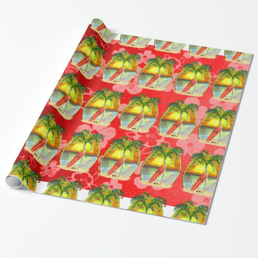 De Zonsondergang van het Strand van Kerstmis Cadeaupapier (Uitgerold)