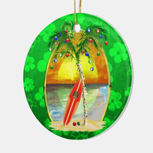 De Zonsondergang van het Strand van Kerstmis Keramisch Ornament (Links)