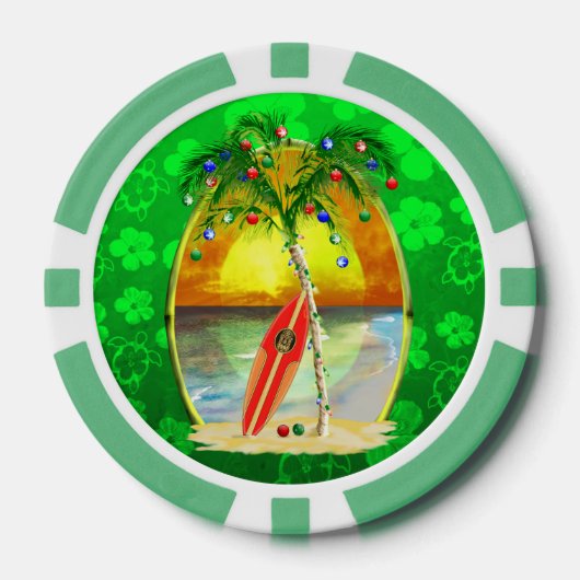 De Zonsondergang van het Strand van Kerstmis Pokerchips (Voorkant)