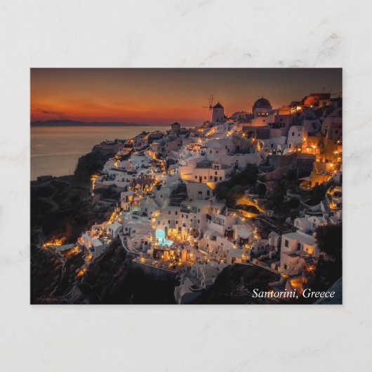 De Zonsondergang van Santorini, Griekenland Briefkaart (Voorkant)