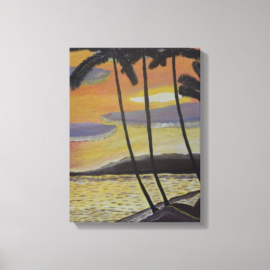 De Zonsondergang van Tropisch Scène canvas kunst (Voorkant)