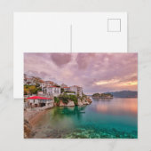 De zonsopgang in de oude haven van Skiathos, Griek Briefkaart (Voorkant / Achterkant)