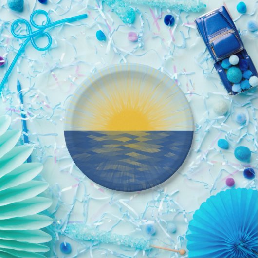 De zonsopgang over de Nieuwe Begin van de Oceaan Papieren Bordje (Feest)