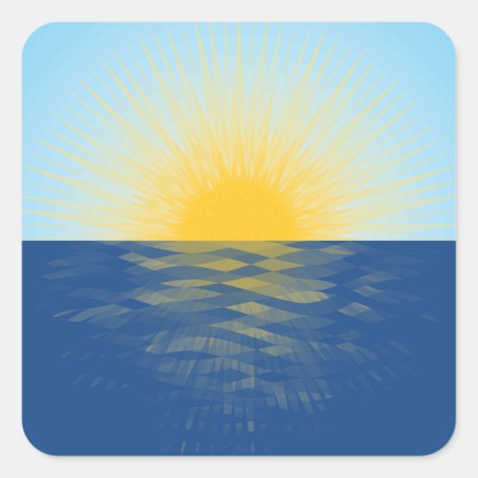 De zonsopgang over de Nieuwe Begin van de Oceaan Vierkante Sticker (Voorkant)