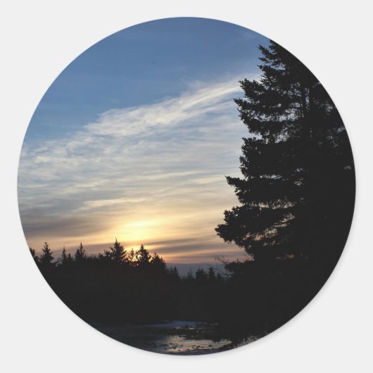 De Zonsopgang van Yule Ronde Sticker (Voorkant)