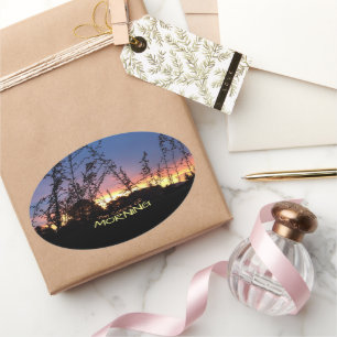 De zonsopgang verwarmt de Foto van de Horizon Ovale Sticker