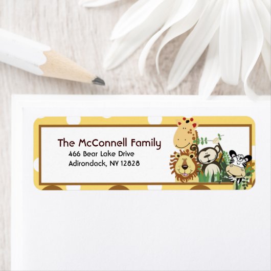 DE ZOO CREW (GEEL) AFDRUKBARE ADRESETIKETTEN ETIKET (Insitu)