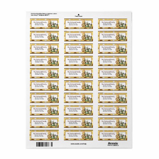 DE ZOO CREW (GEEL) AFDRUKBARE ADRESETIKETTEN ETIKET (Full Sheet)