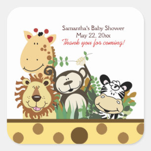 DE ZOO CREW (GEEL) SQUARE Favor Sticker