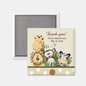 De Zoo Crew Oerwoud Baby shower Favor - TAN Magneet (Voorkant / Achterkant)