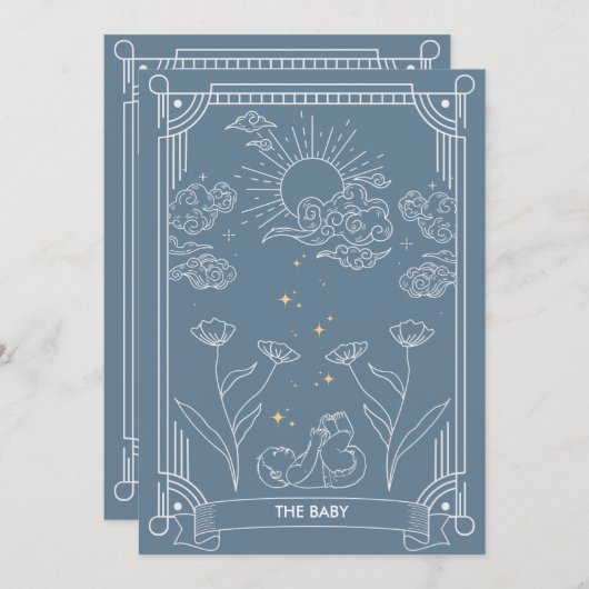De zoon | Tarot Baby shower Uitnodiging (Voorkant / Achterkant)