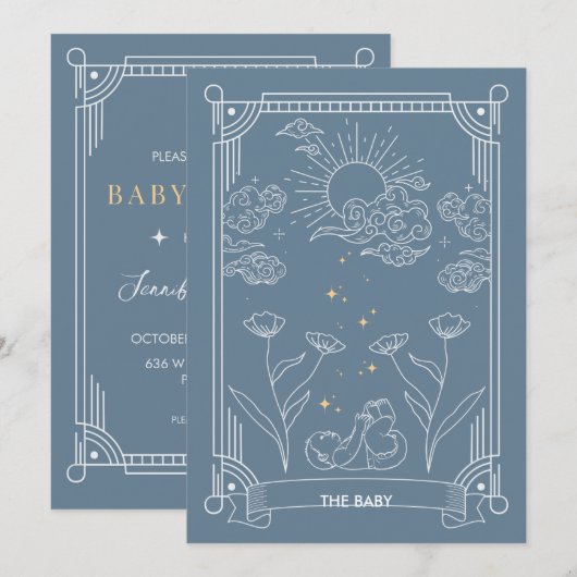 De zoon | Tarot Baby shower Uitnodiging (Voorkant / Achterkant)