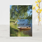 DE ZOON WORDT "EEN DAG AAN HET MEER" GEWENST VOOR KAART (Gele Bloem)