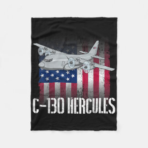 De zoute veteraan C-130 Hercules Amerikaanse vlag Fleece Deken
