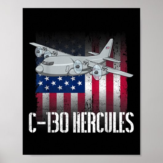 De zoute veteraan C-130 Hercules Amerikaanse vlag  Poster (Voorkant)