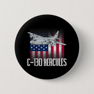 De zoute veteraan C-130 Hercules Amerikaanse vlag  Ronde Button 5,7 Cm