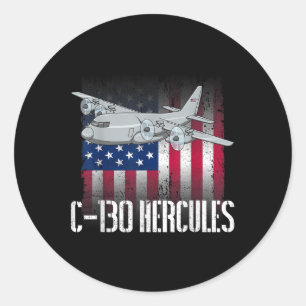 De zoute veteraan C-130 Hercules Amerikaanse vlag  Ronde Sticker