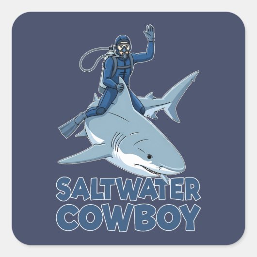 De Zoutwater Cowboy Vierkante Sticker (Voorkant)