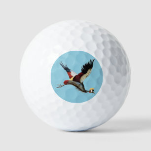 De Zuid-Afrikaanse gekroonde kraan in de middenvlu Golfballen
